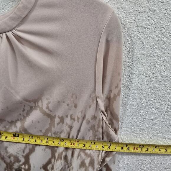 Calvin Klein Animal Print Blouse Womens Long Sleeve Draped Front Top Casual S - Picture 9 of 14